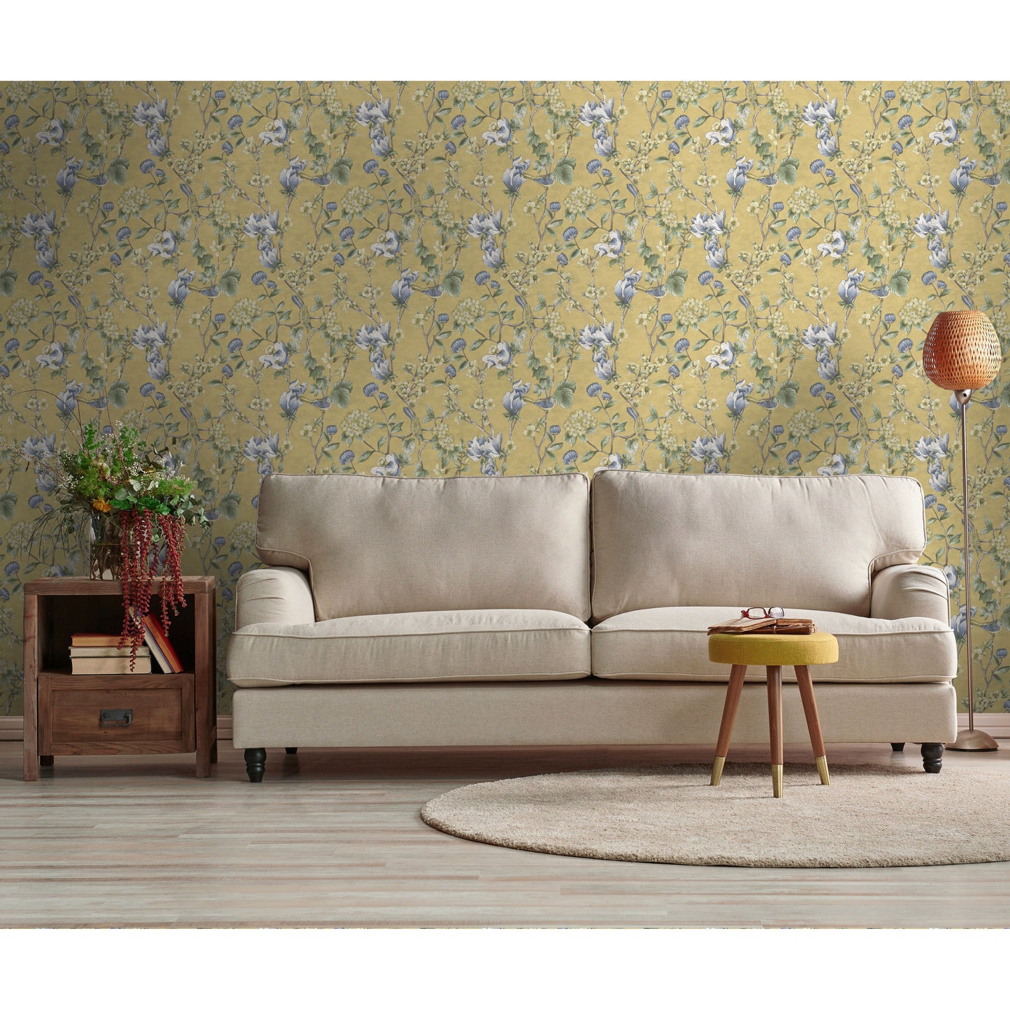 Holden Floral Bird Trail ochre Wallpaper (13601)