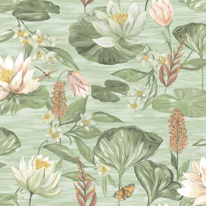 Holden Lily Pad Green Wallpaper (13621)