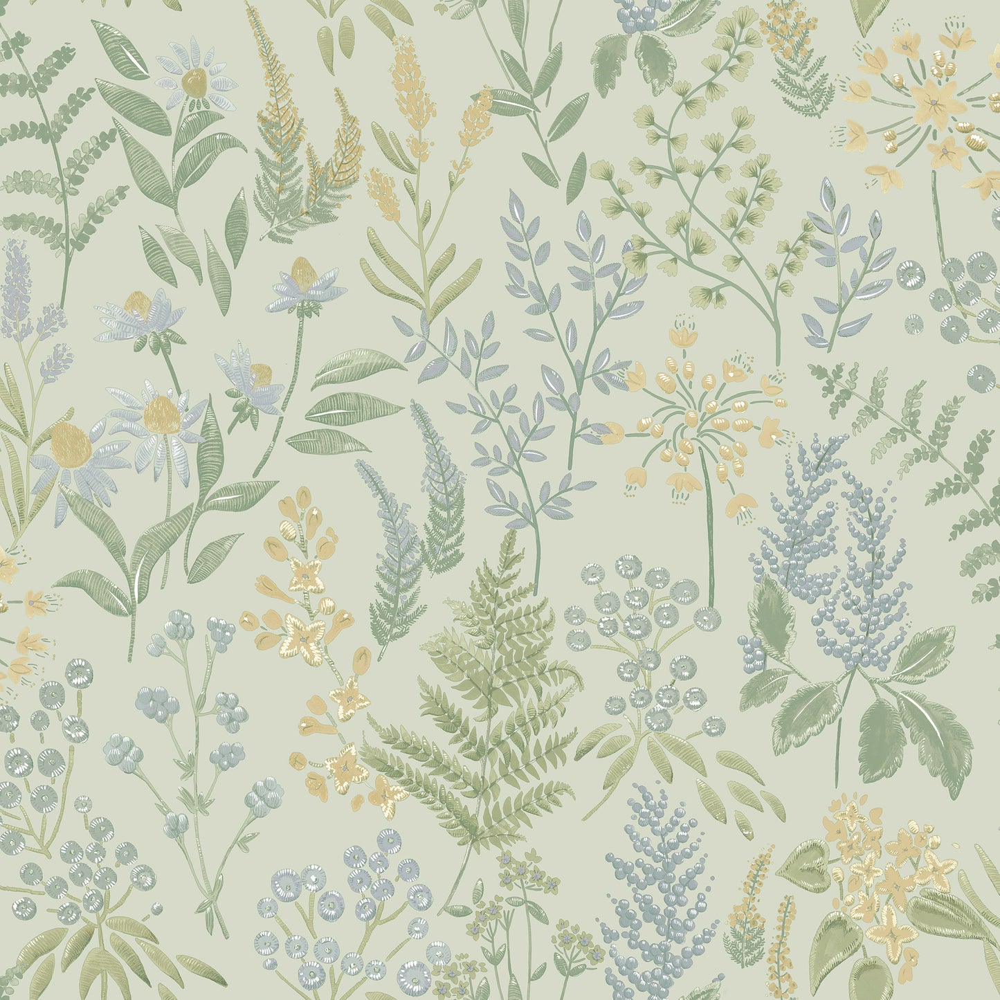 Holden Floral Sprig Blue Wallpaper (13662)