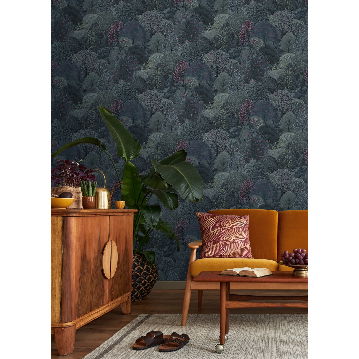 Holden Nature's Symphony Tree Tapestry Navy/Berry Wallpaper (13691)