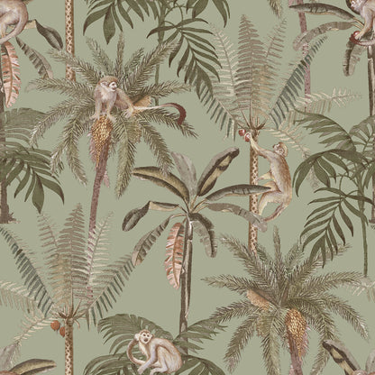 Holden Nature's Symphony Monkey Oasis Sage Wallpaper (13701)