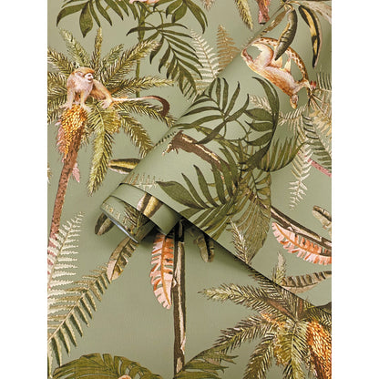 Holden Nature's Symphony Monkey Oasis Sage Wallpaper (13701)