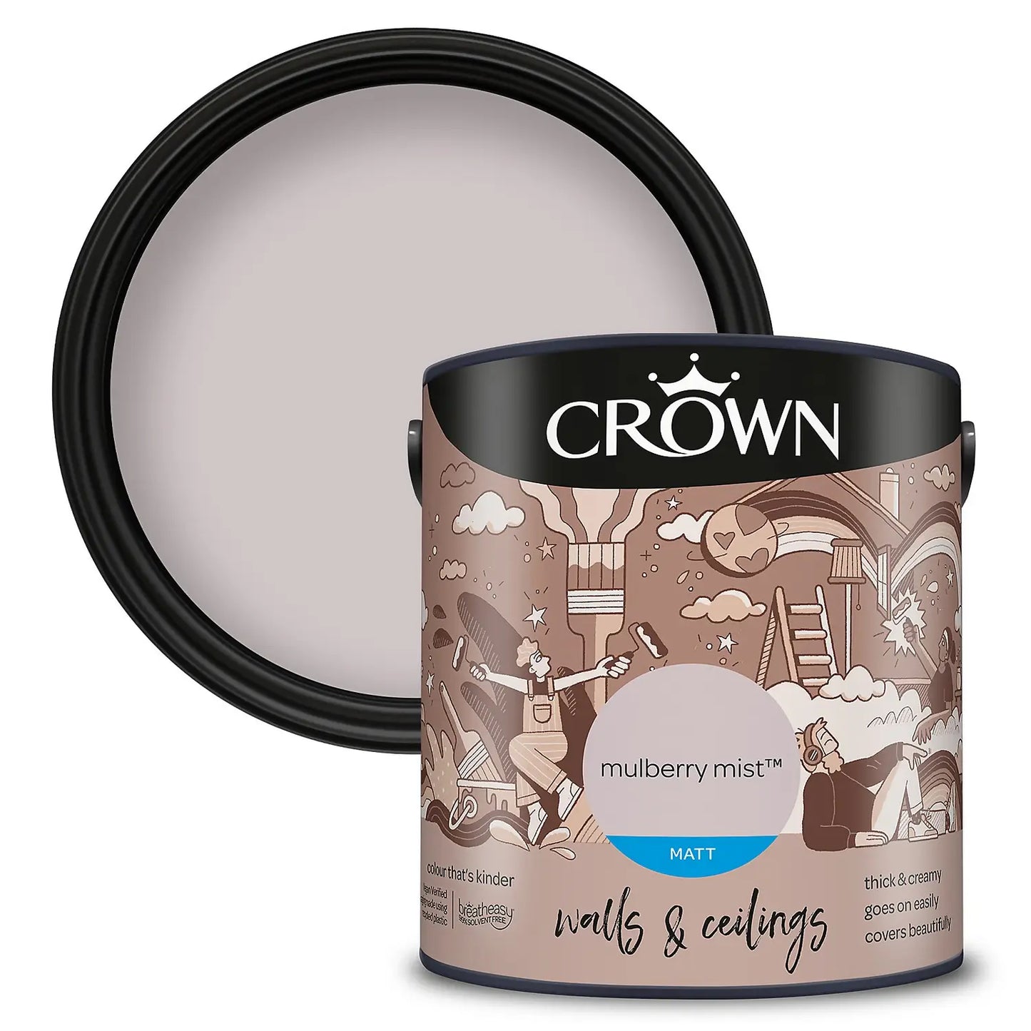 Crown Walls &amp; Ceilings Brume de mûrier mate 2,5 L