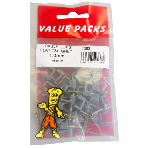 Fast Pak 1.0mm CABLE CLIPS T & E GREY