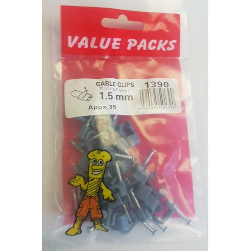 Fast Pak 1.5mm CABLE CLIPS T & E GREY