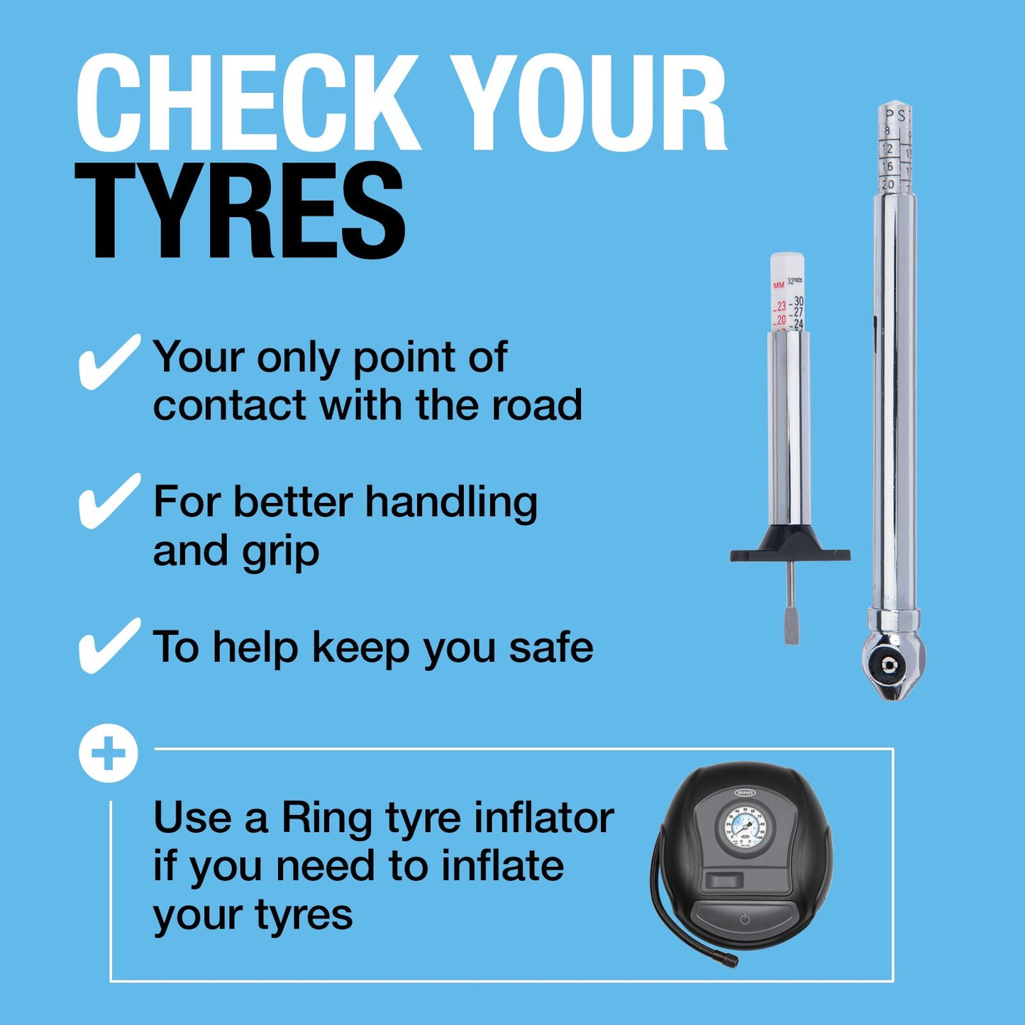 Ring Analogue Tyre Gauge & Depth Gauge