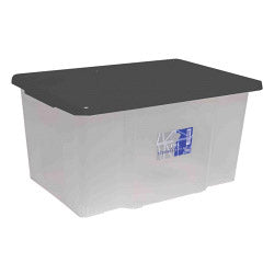 TML 50L Clear Storage Box & Black Lid 60 x 40 x 33cm