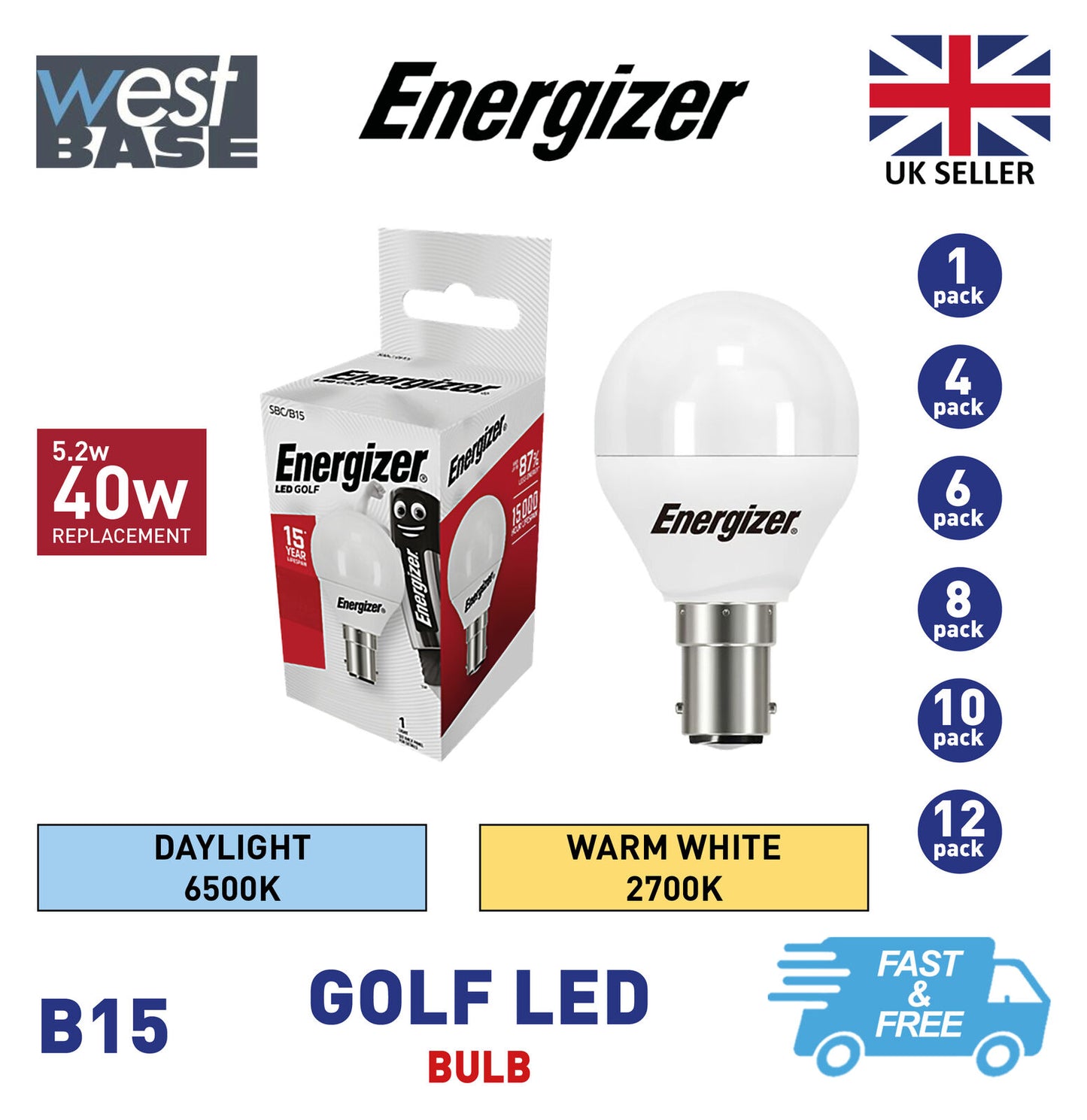 Energizer LED Golf Ball Lamp Warm White