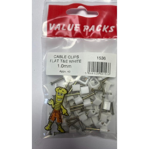 Fast Pak 1.0mm CLIPS PARA CABLE T&amp;E BLANCO