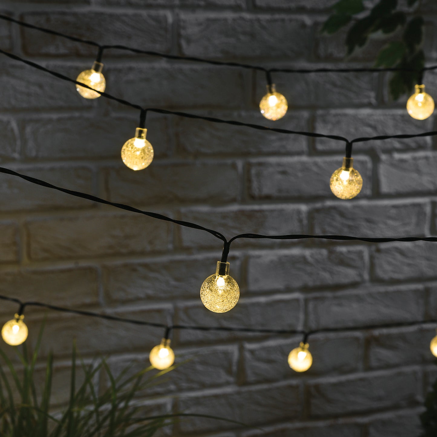 80 LED Solar Bubble String Light - Warm White