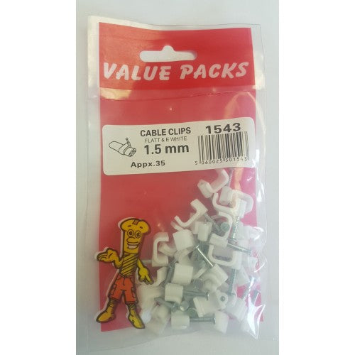 Fast Pak 1.5mm CABLE CLIPS T & E WHITE