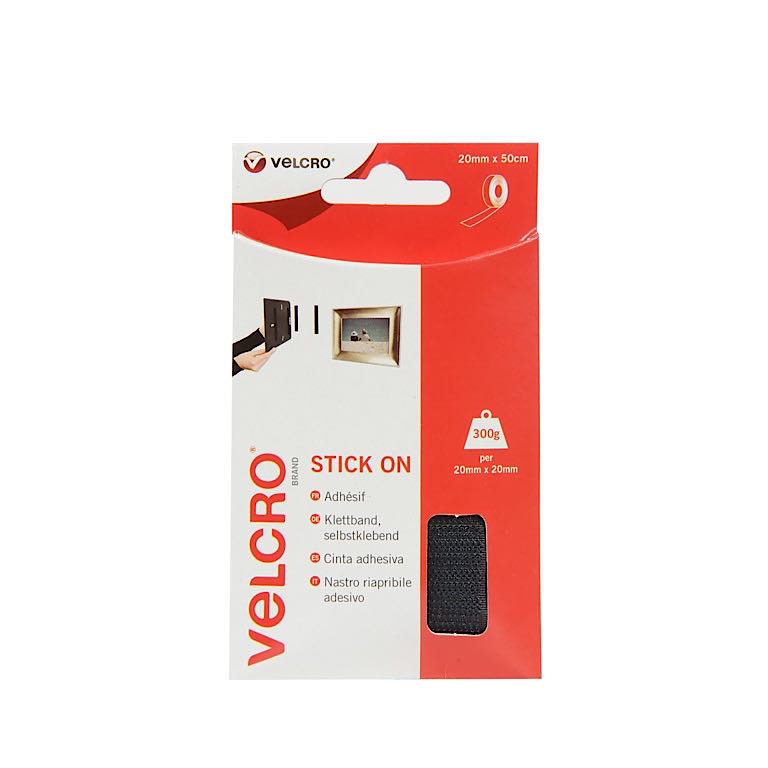 VELCRO® Brand Stick On Tape 20mm x 0.5m Black