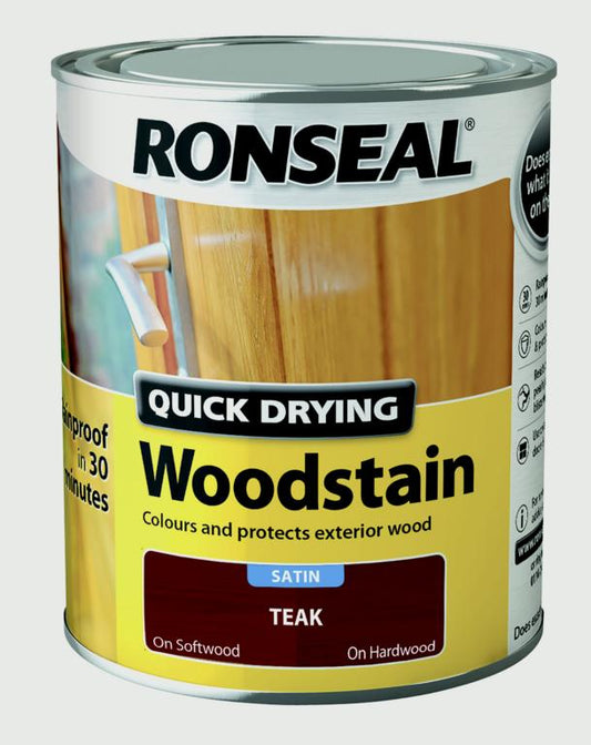 Ronseal Lasure pour bois satinée à séchage rapide 750 ml Teck