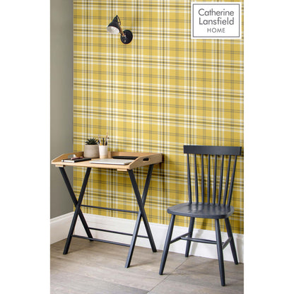 Muriva Kelso Check Ochre Wallpaper (165520)