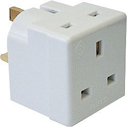 Dencon 13A, 2 Way Adaptor to BS1363/3 Bubble Packed