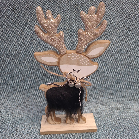 Furry cute reindeer 22x12cm