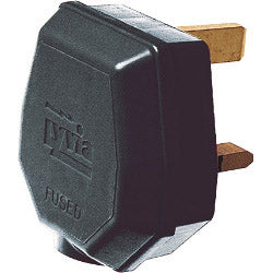 Dencon 13A, 3 Pin Nylon Plug, Fused 13A to BS1363/A, Black