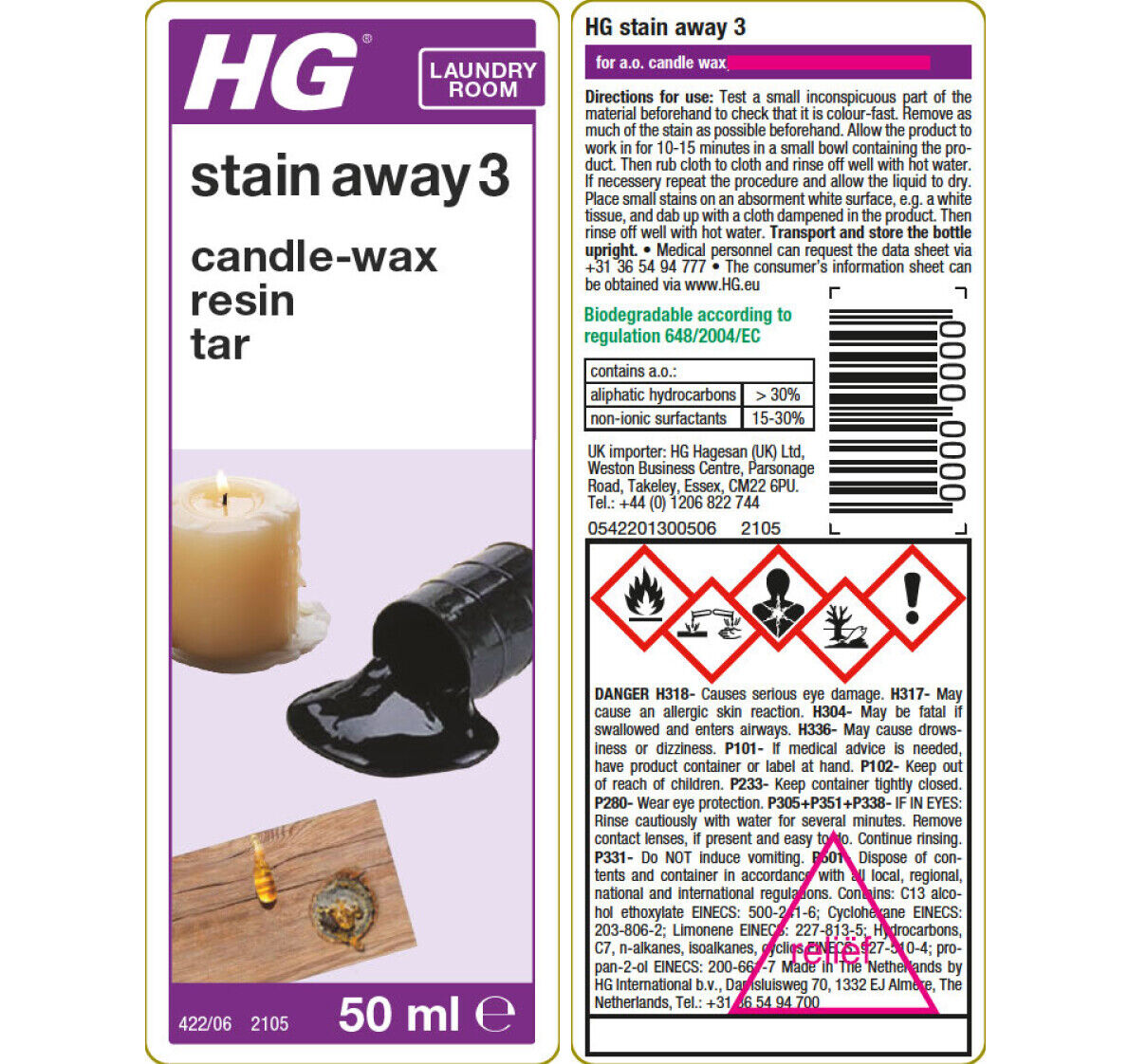 HG Stain Away No.3 Candle Wax Tar Resin
