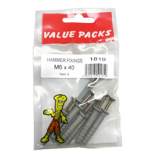 Fast Pak M6 X 40 NYLON HAMMER FIXINGS