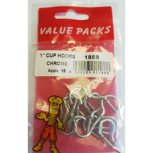 Fast Pak 1'' (25mm) CUP HOOKS CHROMED