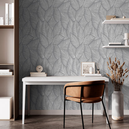 Muriva Denver Leaf Grey Wallpaper (196311)