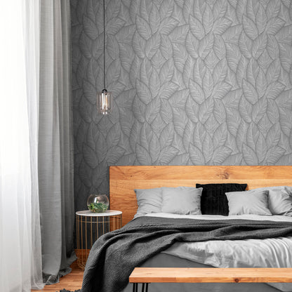 Muriva Denver Leaf Grey Wallpaper (196311)