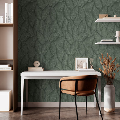 Muriva Denver Leaf Green Wallpaper (196313)