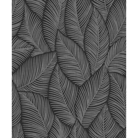 Papel pintado Muriva Denver Leaf Charcoal (196314)