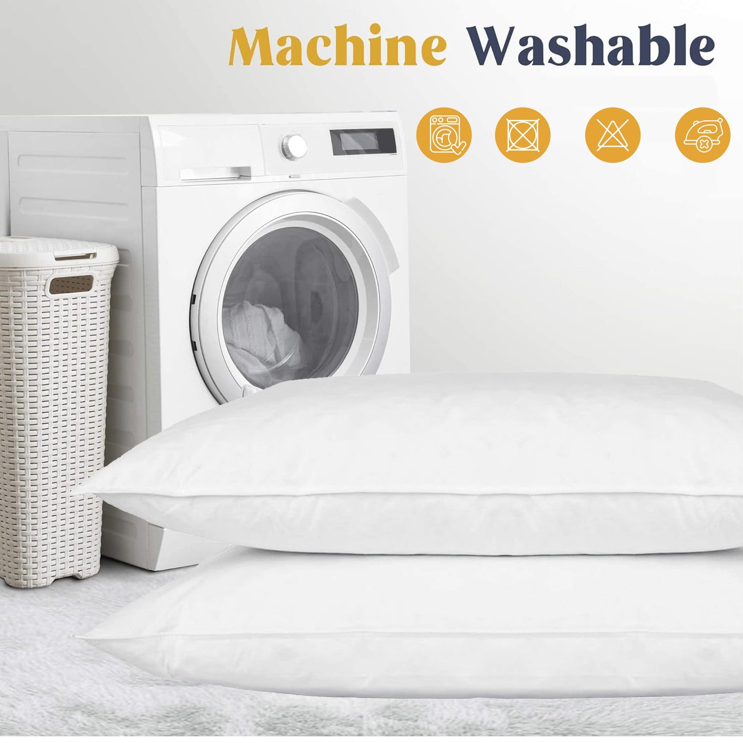 2 Pack Luxury Hotel Quality Duck Feather and Down Pillows Pair Hypoallergenic Premium Filling for Superior Comfort and Support by OLIVIA ROCCO