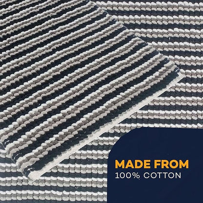 2 Piece Amalfi Super Soft Absorbent Bath Mat Set Jumbo Plush Cotton Pedestal Bath Rug with Modern Design for Bathroom OLIVIA ROCCO