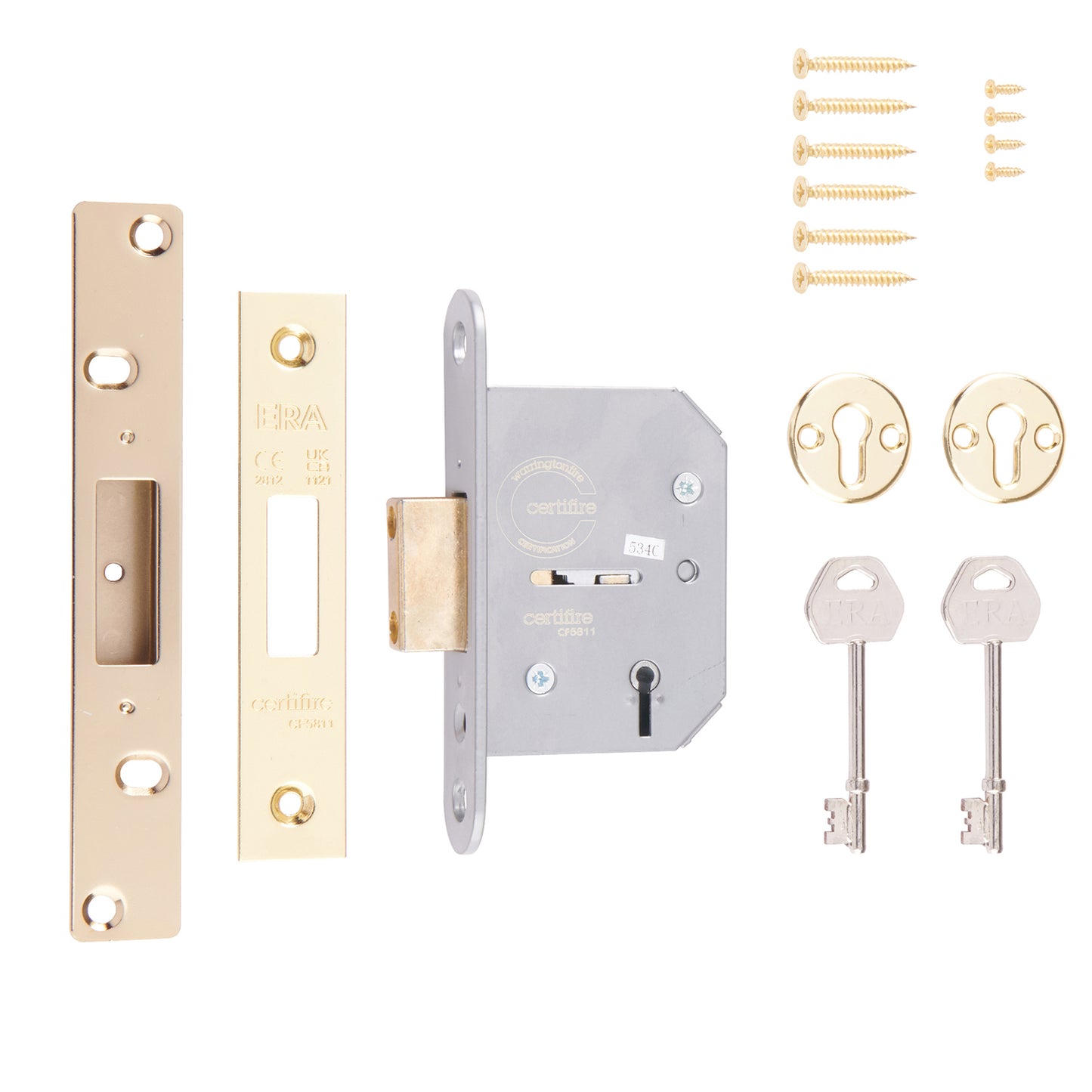 Era 5 Lever Viscount Mortice Deadlock 76mm Finish: Brass Effect