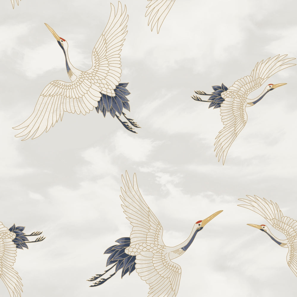 Muriva Cranes White - Wallpaper (206511)