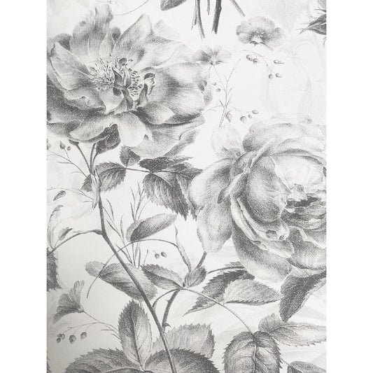 Muriva Toile Floral Black & White Wallpaper (208501)