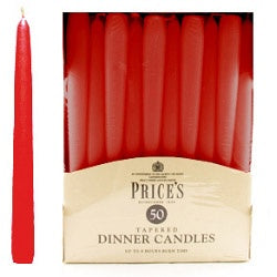 Price's Candles Tapered Dinner Candle Unwrapped 50 Pack