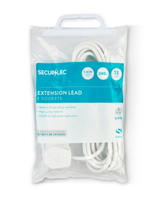 Cable de extensión Securlec de 5 m, 2 salidas y 13 amperios