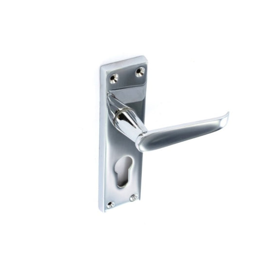 Securit Chrome Flat Euro Lock Handles 48mm C/C (Pair)