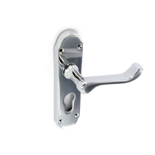 Securit Chrome Shaped Euro Lock Handles 48mm C/C (Pair)