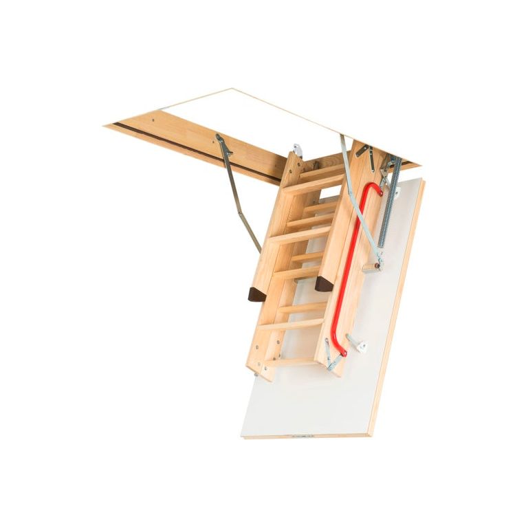 Escalera tipo loft con sección plegable de madera Fakro