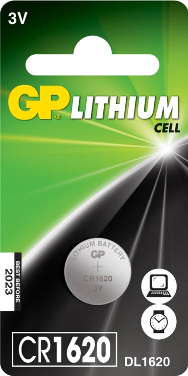 GP Lithium Button Cell Battery CR1620 Single