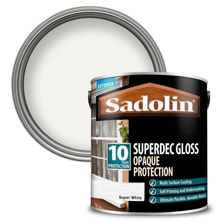 Sadolin Superdec Opaque Woodstain Gloss - Super White 2.5L