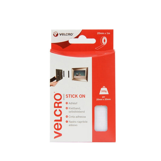 VELCRO® Brand Stick On Tape 20mm x 1m White