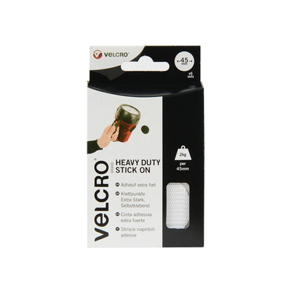 VELCRO® Stick On Giant Coins – 45mm White (6 Pack)