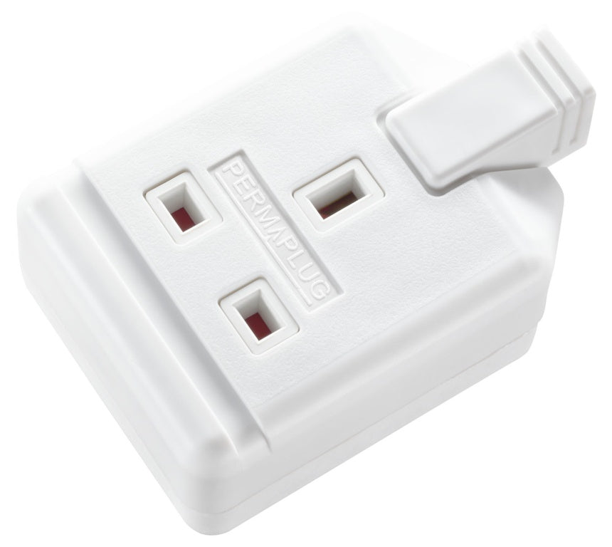 Dencon 13A, Rubber Extension Socket White to BS1363/A Pre-Packed
