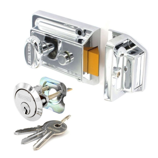 Securit Polished Chrome Night Latch (3 Keys)