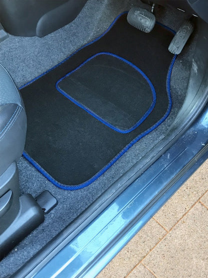 Streetwize Velour Carpet Mat Sets with Coloured Binding - 4 Piece