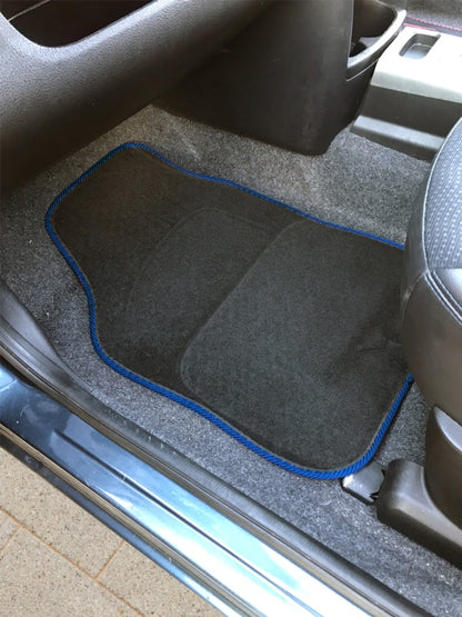 Streetwize Velour Carpet Mat Sets with Coloured Binding - 4 Piece