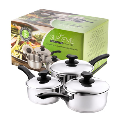 Pendeford Stainless Steel Collection Sauce Pan Set 3 Piece