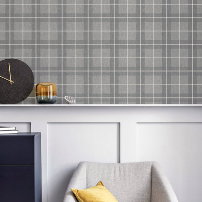 Arthouse Heritage Check Grey/Silver Wallpaper