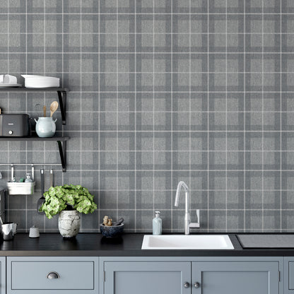 Arthouse Heritage Check Grey/Silver Wallpaper