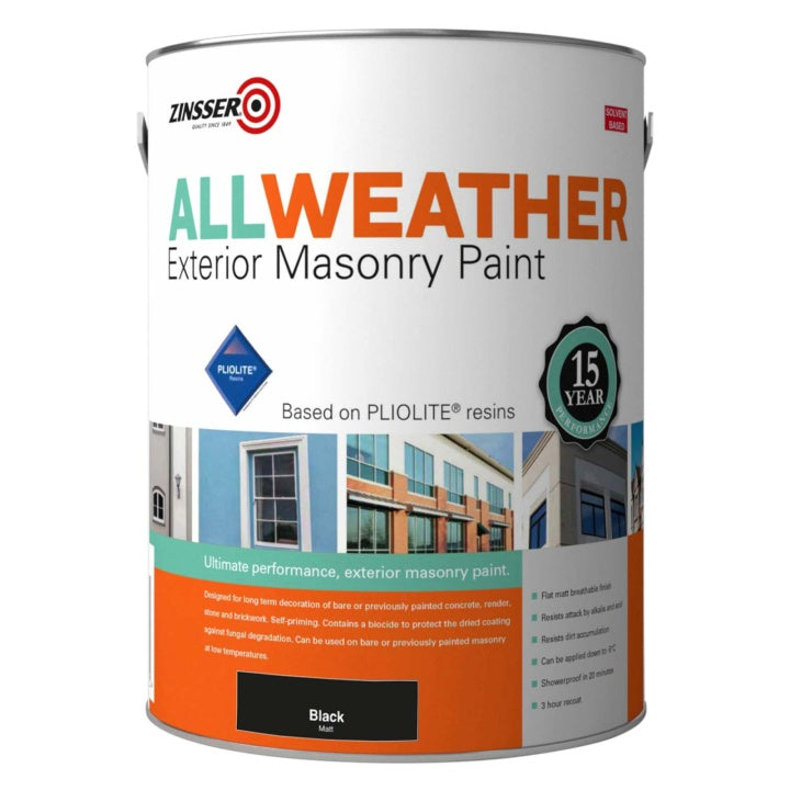 Zinsser All Weather Masonry Paint Blk 5ltr